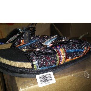 House of Harlow 1960 Women's Beaded Sandals Black 7.5M